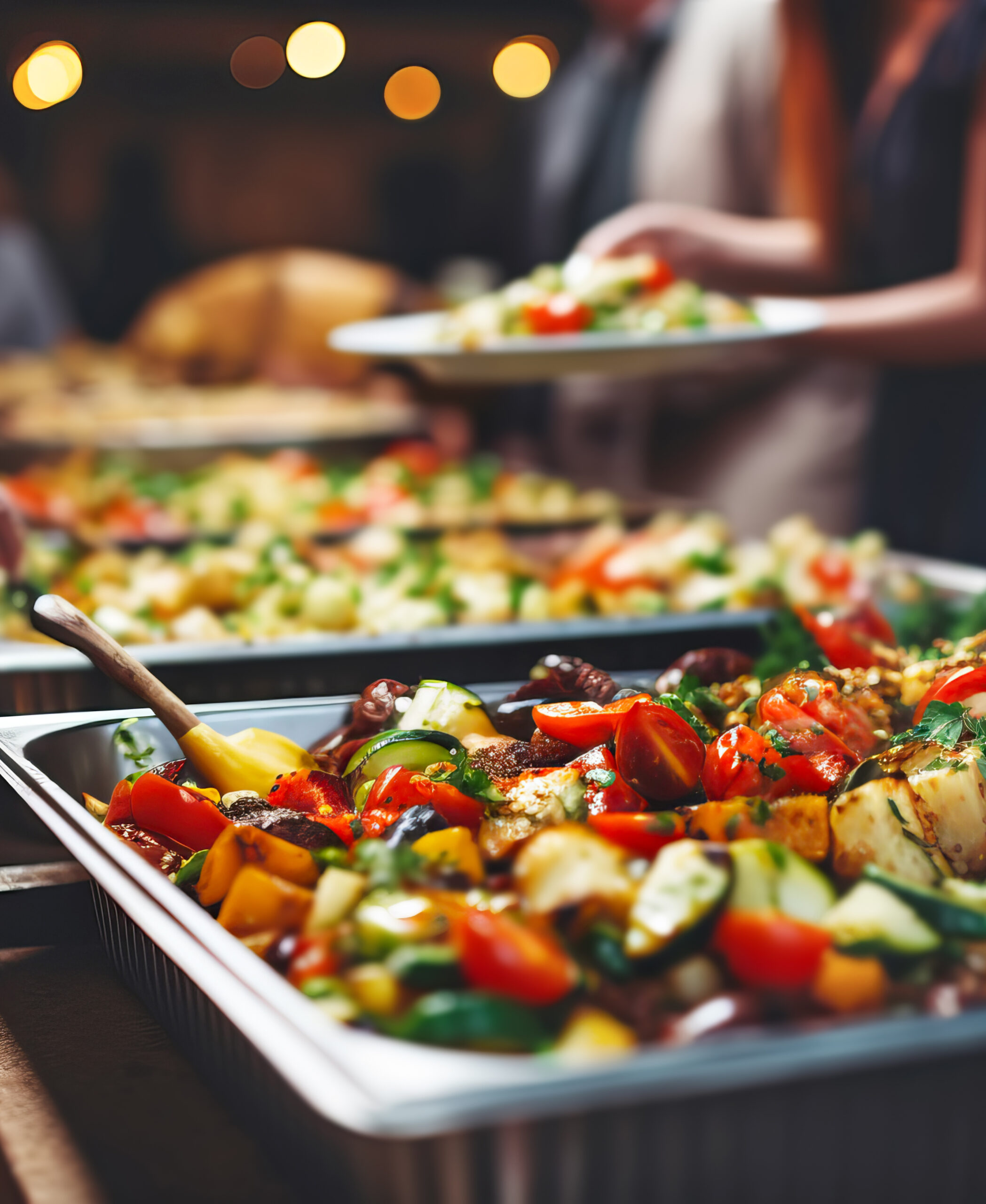 Catering buffet food. Delicious colorful meat and vegetable dishes. Celebration Party.