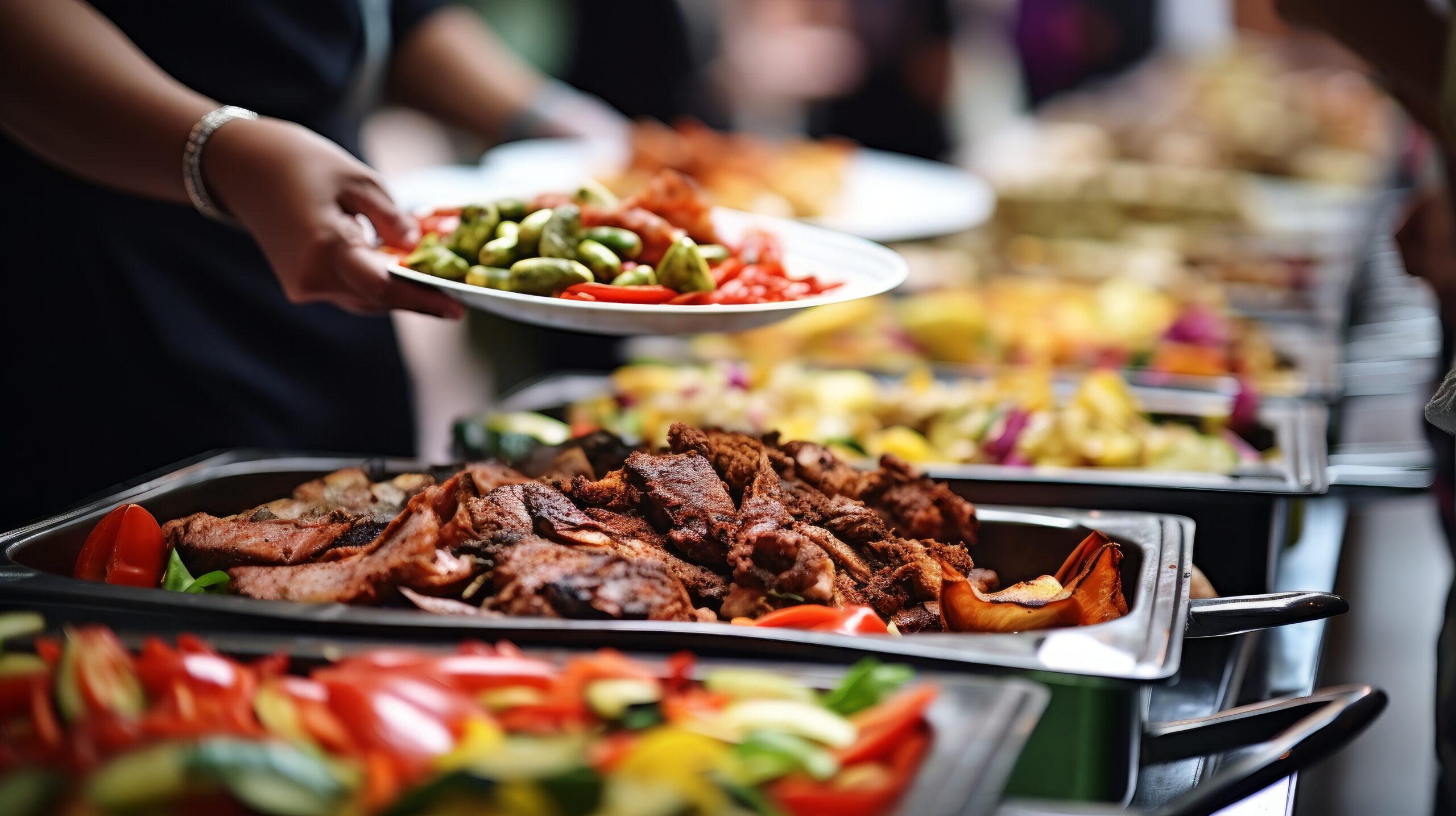 closeup shot of a buffet food